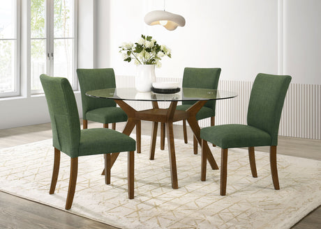 Paxton 48" Round Glass Top Dining Table & 5-Piece Set - Mid-Century Boomerang Base in Brown – view 11