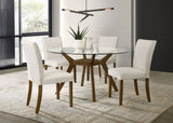 Paxton 48" Round Glass Top Dining Table & 5-Piece Set - Mid-Century Boomerang Base in Brown – view 13