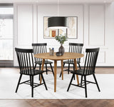 Andrews Round & Rectangular Dining Collection - 5pcs- Round Table + 4 Black Chairs