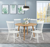 Andrews Round & Rectangular Dining Collection - 5pcs- Round Table + 4 White Chairs
