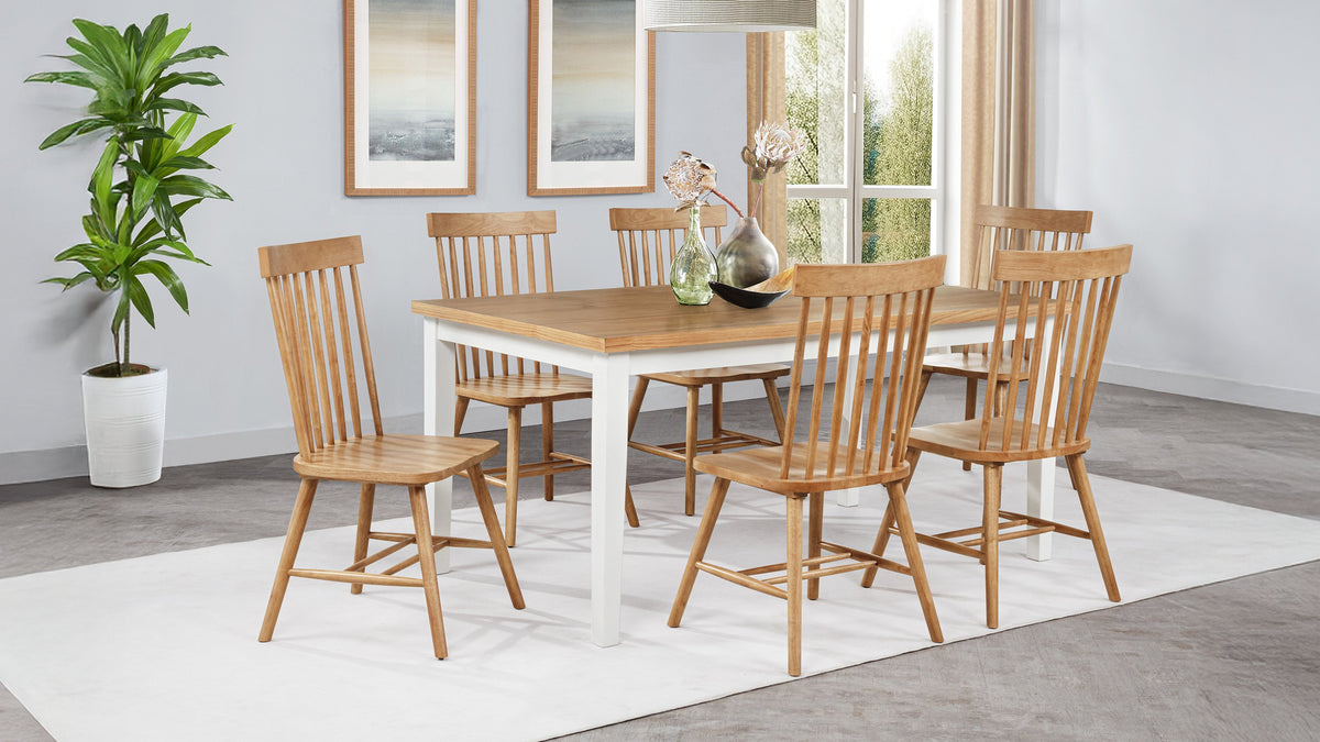 Andrews Round & Rectangular Dining Collection - 7pcs- Rectangular Table + 6 Light Ash Chairs