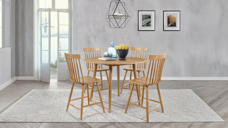Andrews 48" Round Counter Height Dining Table & Windsor Chairs - 5pcs- Table + 4 Light Ash Chairs