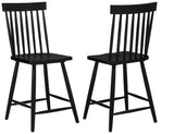 Andrews 48" Round Counter Height Dining Table & Windsor Chairs - Set of 2 Counter Chairs - Black