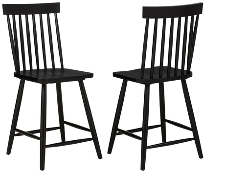 Andrews 48" Round Counter Height Dining Table & Windsor Chairs - Set of 2 Counter Chairs - Black
