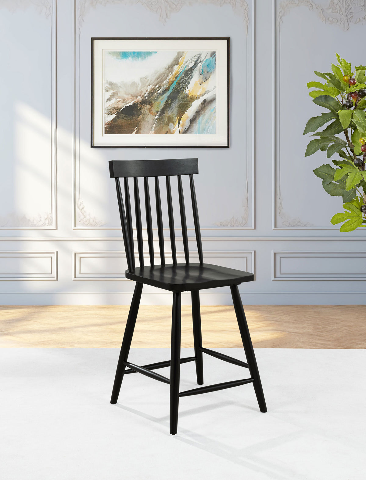 Andrews 48" Round Counter Height Dining Table & Windsor Chairs - Light Ash with Ash, White or Black Chairs - lifestyle