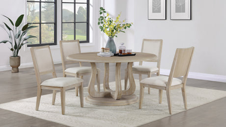 Trofello 60" Round Pedestal Dining Table & Set - 5pcs- Table + 4 Side Chairs