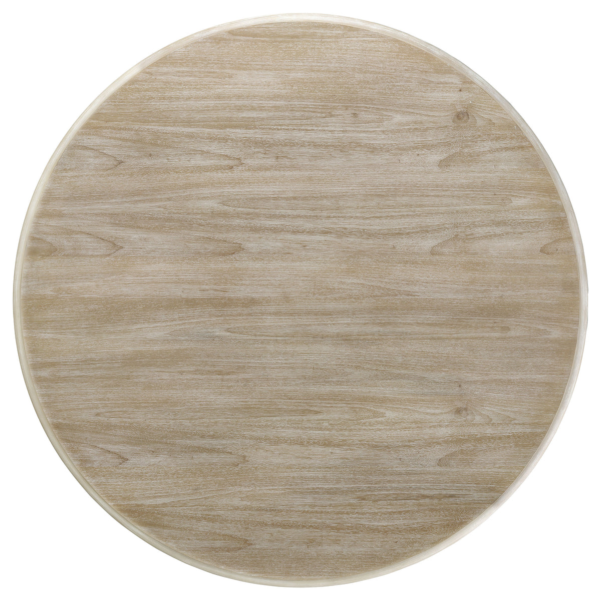 Trofello 60" Round Pedestal Dining Table & Set - Modern Farmhouse White Washed with Beige Chairs – view 13