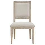 Trofello 60" Round Pedestal Dining Table & Set - Modern Farmhouse White Washed with Beige Chairs – view 15