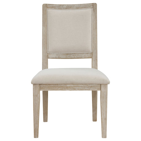 Trofello 60" Round Pedestal Dining Table & Set - Modern Farmhouse White Washed with Beige Chairs – view 15