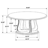 Trofello 60" Round Pedestal Dining Table & Set - Modern Farmhouse White Washed with Beige Chairs – view 8