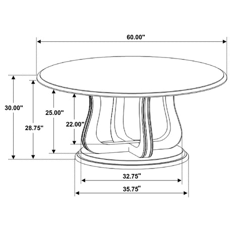 Trofello 60" Round Pedestal Dining Table & Set - Modern Farmhouse White Washed with Beige Chairs – view 8