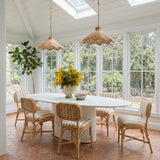 Dorine Striped Performance Linen & Rattan Dining Chair - View 10