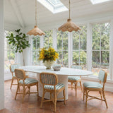 Dorine Striped Performance Linen & Rattan Dining Chair - View 2