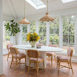Dorine Striped Performance Linen & Rattan Dining Chair - View 18