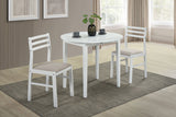 Bucknell 3-Piece Round Drop Leaf Dining Set - Ladder-Back Chairs in White, Natural or Cappuccino – view 1