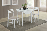 Bucknell 3-Piece Round Drop Leaf Dining Set - Ladder-Back Chairs in White, Natural or Cappuccino – view 7