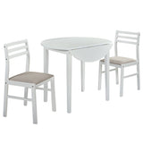 Bucknell 3-Piece Round Drop Leaf Dining Set - White