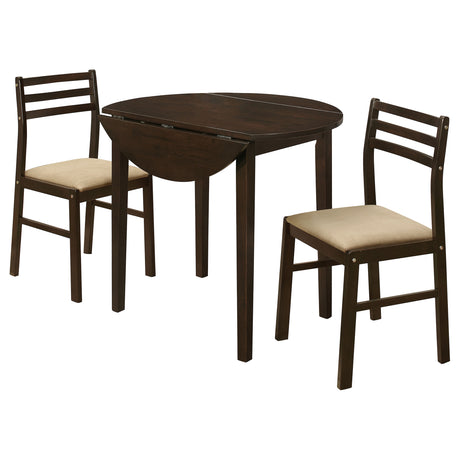 Bucknell 3-Piece Round Drop Leaf Dining Set - Cappuccino