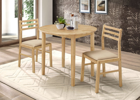 Bucknell 3-Piece Round Drop Leaf Dining Set - Ladder-Back Chairs in White, Natural or Cappuccino – view 2