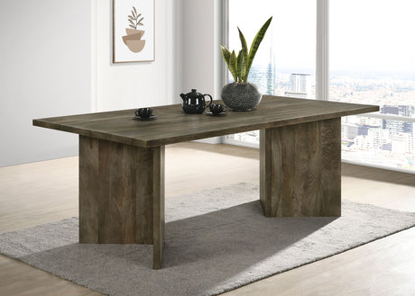 Tyler 80" Solid Mango Wood Dining Table & Chevron Sideboard - V-Shaped Base in Mango Brown – view 1