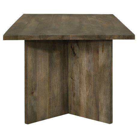Tyler 80" Solid Mango Wood Dining Table & Chevron Sideboard - V-Shaped Base in Mango Brown – view 6