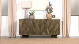 Tyler 80" Solid Mango Wood Dining Table & Chevron Sideboard - V-Shaped Base in Mango Brown – view 11
