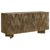 Tyler 80" Solid Mango Wood Dining Table & Chevron Sideboard - 3-Door Sideboard