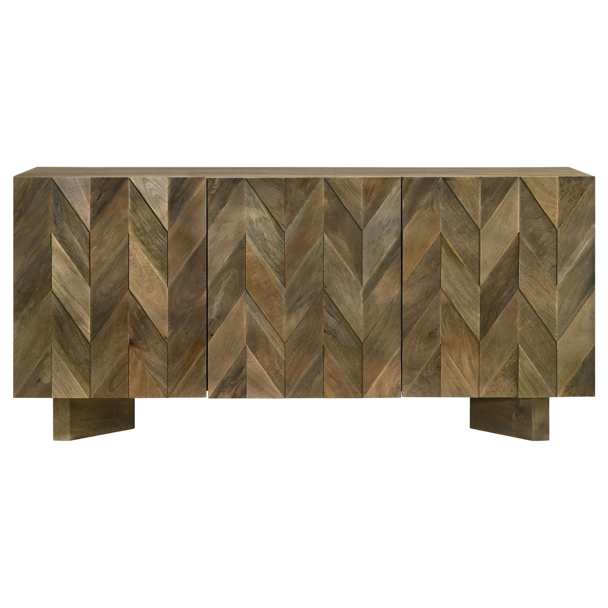 Tyler 80" Solid Mango Wood Dining Table & Chevron Sideboard - V-Shaped Base in Mango Brown – view 15