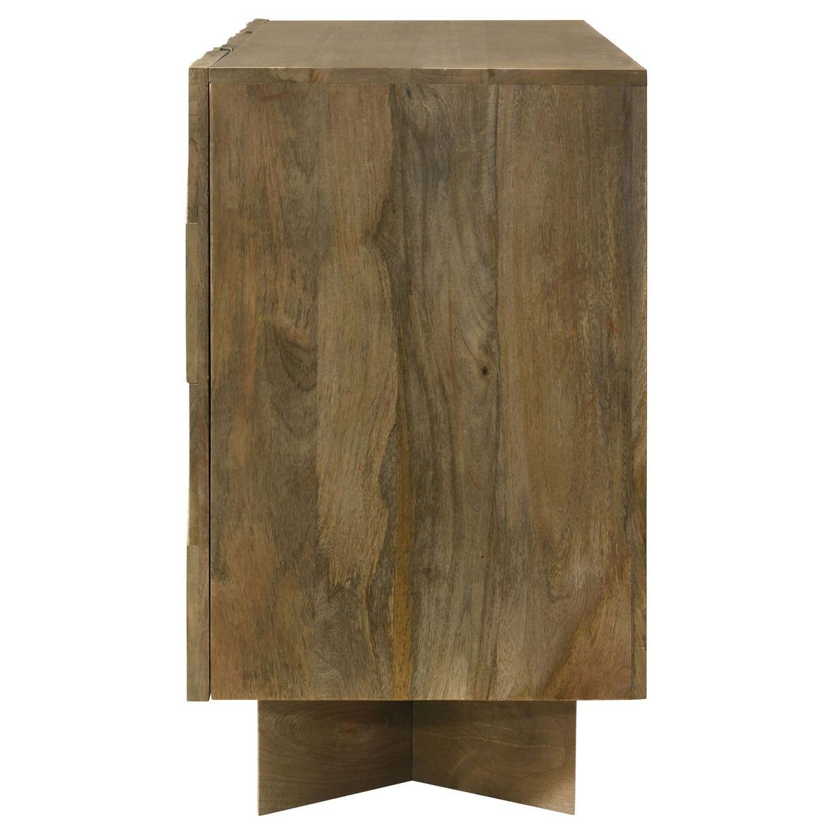 Tyler 80" Solid Mango Wood Dining Table & Chevron Sideboard - V-Shaped Base in Mango Brown – view 17