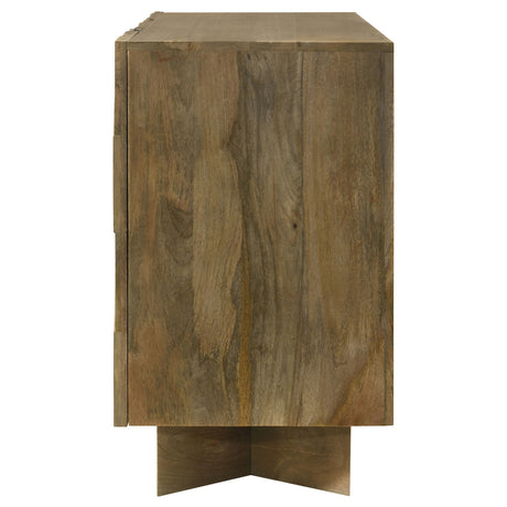 Tyler 80" Solid Mango Wood Dining Table & Chevron Sideboard - V-Shaped Base in Mango Brown – view 17