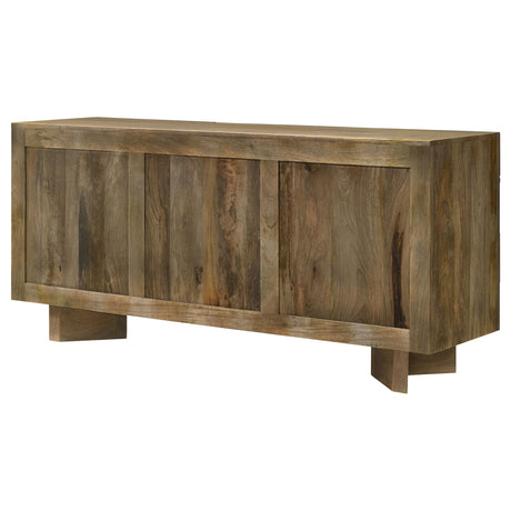 Tyler 80" Solid Mango Wood Dining Table & Chevron Sideboard - V-Shaped Base in Mango Brown – view 19