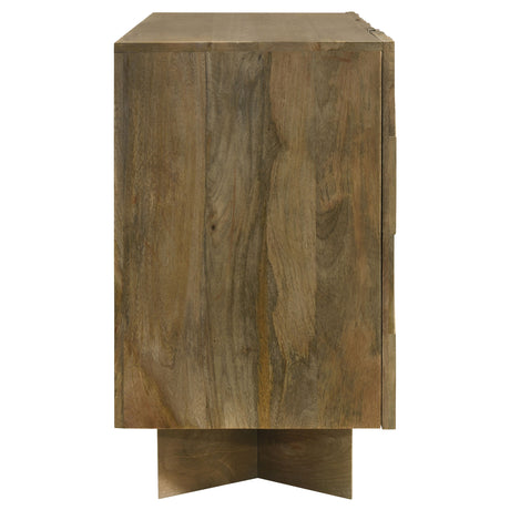 Tyler 80" Solid Mango Wood Dining Table & Chevron Sideboard - V-Shaped Base in Mango Brown – view 20
