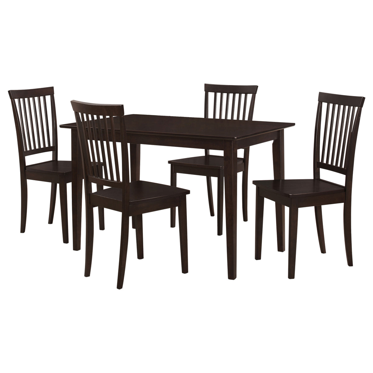 Gomez 5-Piece Dining Set - 47" Rectangular Table & 4 Slat-Back Chairs in Cappuccino – view 2