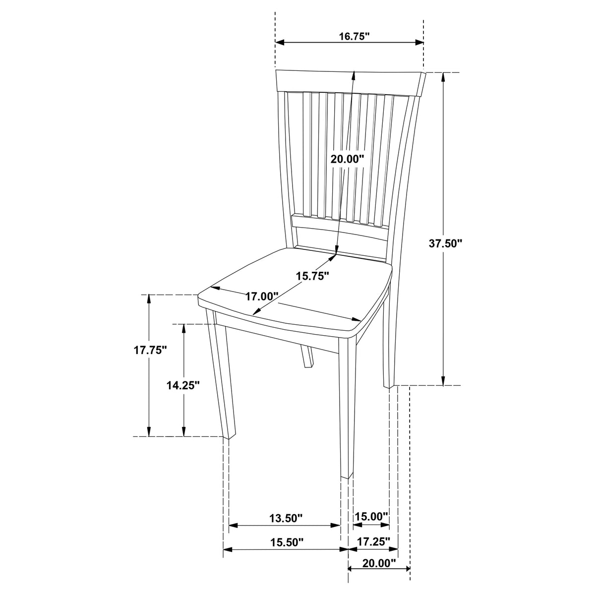 Gomez 5-Piece Dining Set - 47" Rectangular Table & 4 Slat-Back Chairs in Cappuccino – view 7