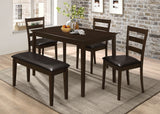 Guillen 5-Piece Dining Set with Bench - 5pcs- Table + 3 Side Chairs + Bench