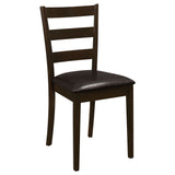 Guillen 5-Piece Dining Set with Bench - Cappuccino Table, 3 Ladder-Back Chairs & Leatherette Seats – view 7
