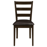 Guillen 5-Piece Dining Set with Bench - Cappuccino Table, 3 Ladder-Back Chairs & Leatherette Seats – view 8