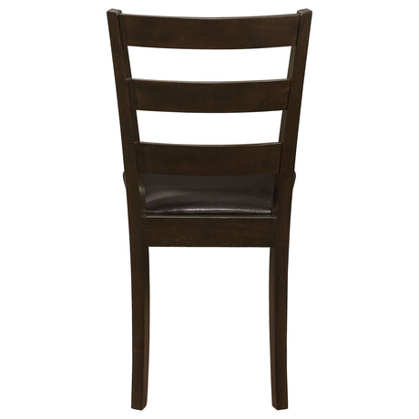 Guillen 5-Piece Dining Set with Bench - Cappuccino Table, 3 Ladder-Back Chairs & Leatherette Seats – view 10