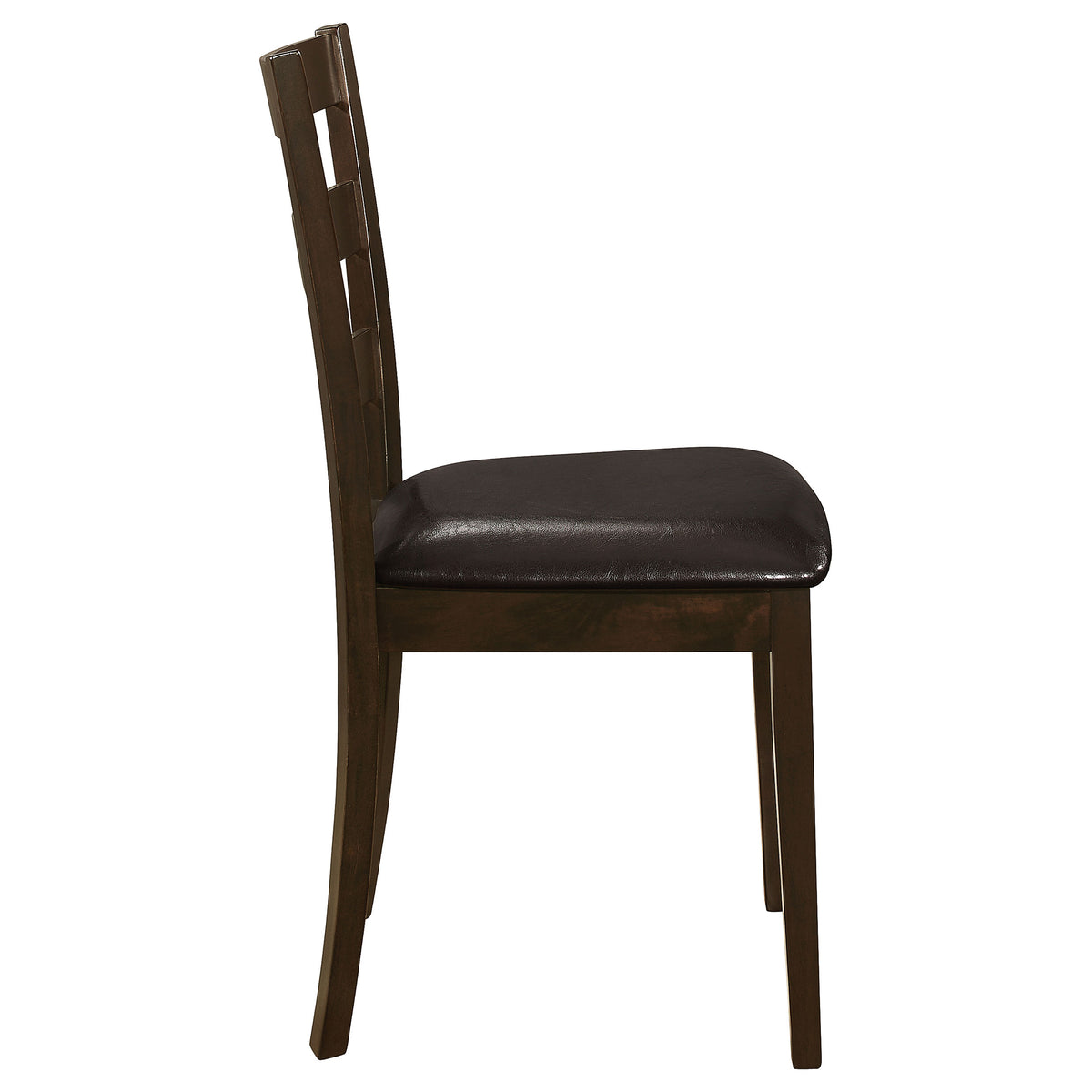 Guillen 5-Piece Dining Set with Bench - Cappuccino Table, 3 Ladder-Back Chairs & Leatherette Seats – view 11