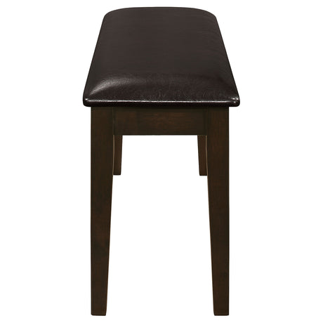 Guillen 5-Piece Dining Set with Bench - Cappuccino Table, 3 Ladder-Back Chairs & Leatherette Seats – view 14