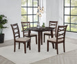 Barton 5-Piece Round Dining Set - Double Cross-Back Chairs with Tan Seats in Dark Brown – view 1