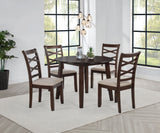 Barton 5-Piece Round Dining Set - Double Cross-Back Chairs with Tan Seats in Dark Brown – view 1