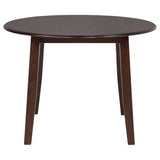 Barton 5-Piece Round Dining Set - Double Cross-Back Chairs with Tan Seats in Dark Brown – view 7