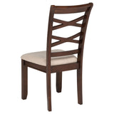 Barton 5-Piece Round Dining Set - Double Cross-Back Chairs with Tan Seats in Dark Brown – view 11