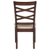 Barton 5-Piece Round Dining Set - Double Cross-Back Chairs with Tan Seats in Dark Brown – view 12