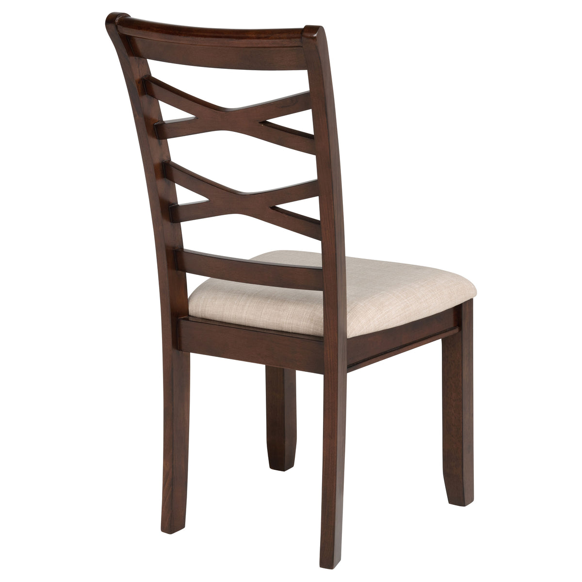 Barton 5-Piece Round Dining Set - Double Cross-Back Chairs with Tan Seats in Dark Brown – view 13