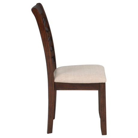 Barton 5-Piece Round Dining Set - Double Cross-Back Chairs with Tan Seats in Dark Brown – view 14