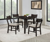 Catley 5-Piece Round Drop Leaf Dining Set - Dark Coffee Table with Ivory Upholstered Chairs – view 1