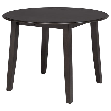 Catley 5-Piece Round Drop Leaf Dining Set - Dark Coffee Table with Ivory Upholstered Chairs – view 5