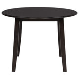 Catley 5-Piece Round Drop Leaf Dining Set - Dark Coffee Table with Ivory Upholstered Chairs – view 6